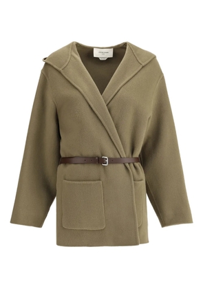 Jacob Cohën hooded wool double-cloth belted pea coat - Green