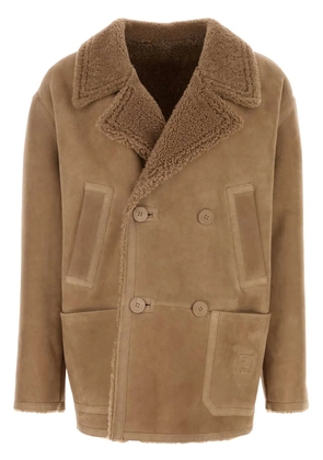 FENDI double-breasted shearling jacket - Brown