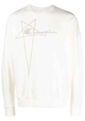 Rick Owens X Champion embroidered-logo cotton sweatshirt - Neutrals