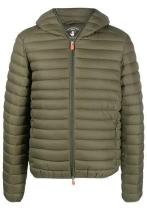 Save The Duck logo-patch padded jacket - Green
