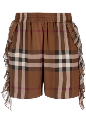 Burberry check-print silk shorts - Brown
