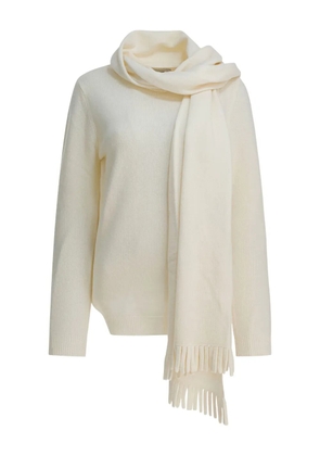 SANDBEIGE fringed scarf-detail sweater - Neutrals