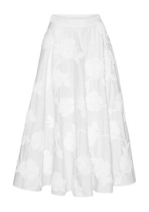 ROTATE BIRGER CHRISTENSEN floral-embroidered midi skirt - White