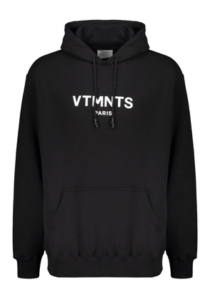 VETEMENTS logo-print ribbed-cuff hoodie - Black