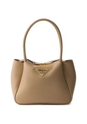 Prada leather logo-detail tote bag - Neutrals
