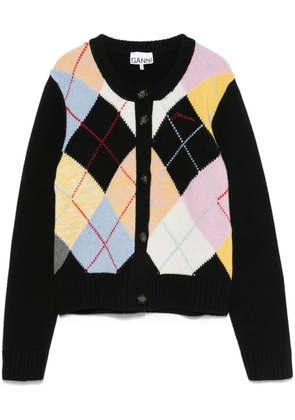 GANNI argyle cardigan - Black
