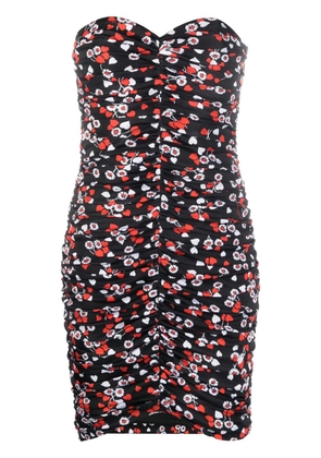 Moschino floral-print strapless minidress - Black