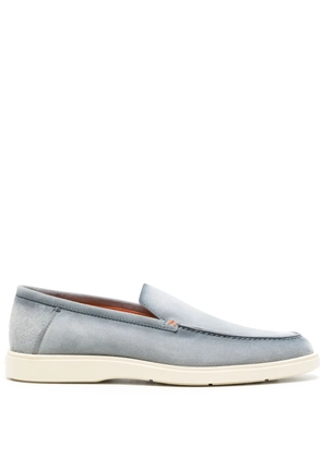 Santoni almond-toe suede loafers - Blue