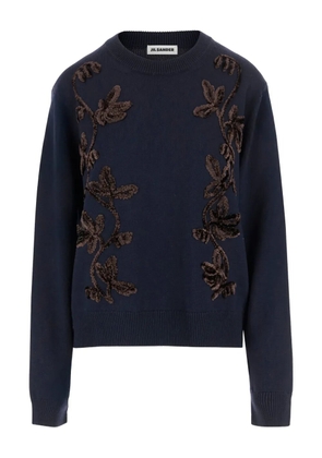 Jil Sander floral-embroidered sweater - Blue