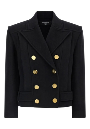 Balmain peak-lapel belted coat - Black