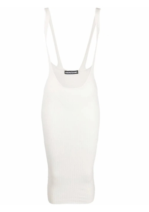 ANDREĀDAMO ribbed-knit pinafore skirt - White