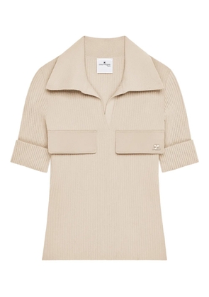 Courrèges ribbed flap-pocket polo top - Neutrals