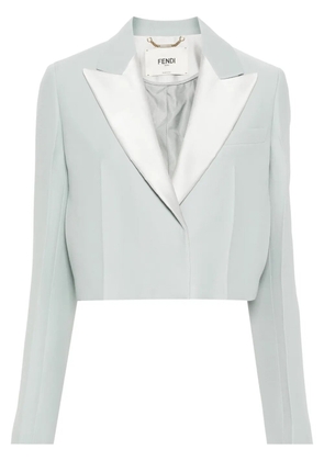 FENDI cropped contrast-panel blazer - Blue