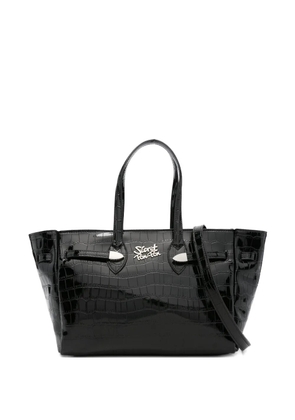 Secret Pon Pon crocodile-embossed shoulder bag - Black