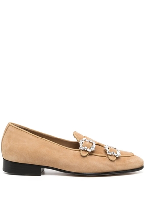Edhen Milano crystal buckle loafers - Brown