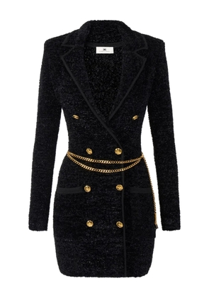 Elisabetta Franchi bouclé chain-belt mini dress - Black