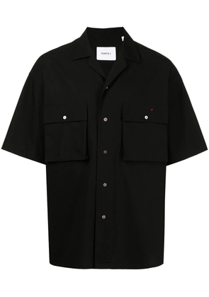 Ports V slogan-print short-sleeve shirt - Black