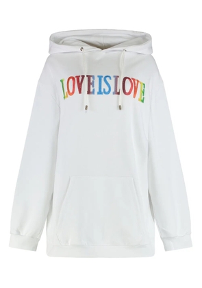 Alberta Ferretti lettering-patch hoodie - White