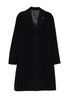 Lardini logo-pin single-breasted coat - Blue