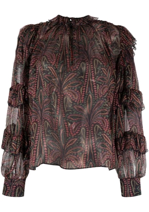 ETRO ruffled paisley-print silk blouse - Blue