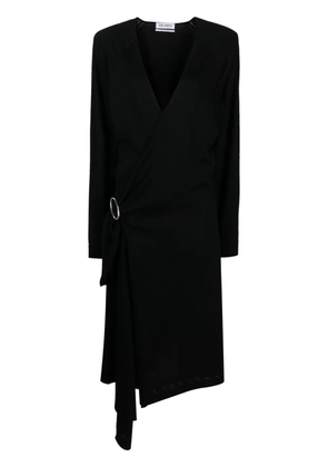 The Attico front-slit long-sleeved wrap dress - Black