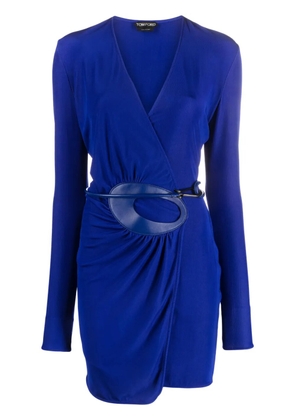 TOM FORD ruched-detail belted minidress - Blue