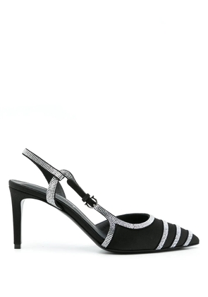 Ferragamo 85mm rhinestone slingback pumps - Black