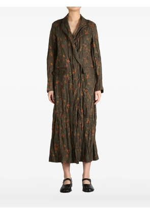 Uma Wang floral-print double-breasted coat - Brown