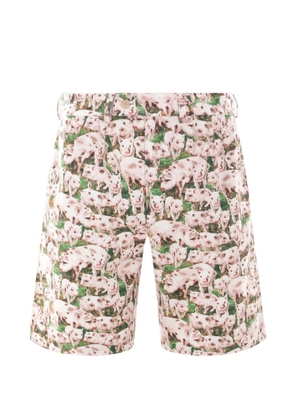 Bless pigs print pleated shorts - Neutrals