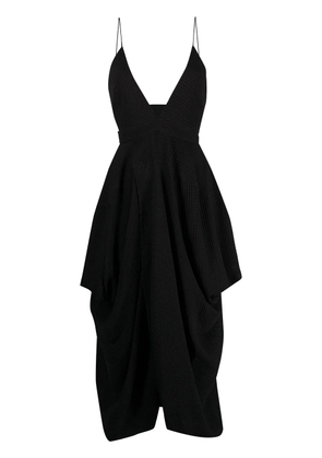 Stella McCartney plunge-neck draped midi-dress - Black