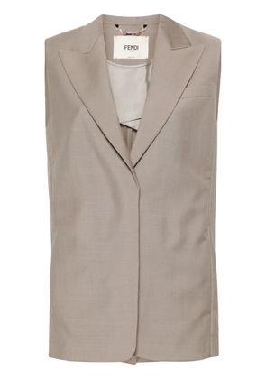 FENDI embroidered-logo mohair-wool waistcoat - Brown