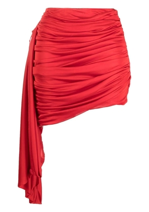ANDREĀDAMO ruched asymmetric bodycon skirt - Red
