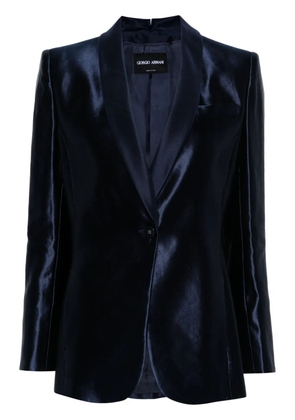 Giorgio Armani single-breasted satin blazer - Blue