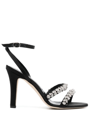 Manolo Blahnik 105mm crystal-embellished leather sandals - Black