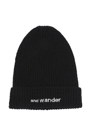 and Wander logo-embroidered beanie - Black