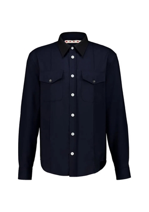 Marni long-sleeve chest-pocket shirt - Blue