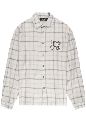 Palm Angels logo-embroidered plaid cotton shirt - Neutrals