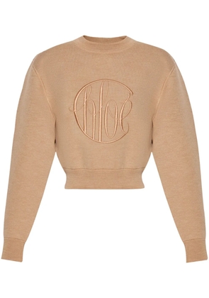 Chloé embroidered-logo wool jumper - Neutrals