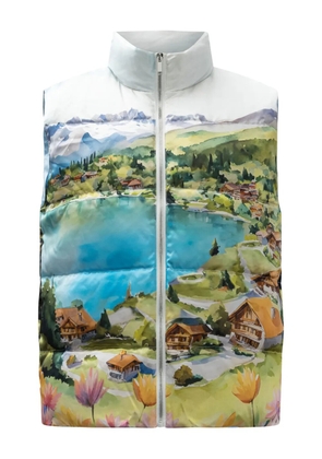 SLEEP NO MORE zip graphic-print gilet - White