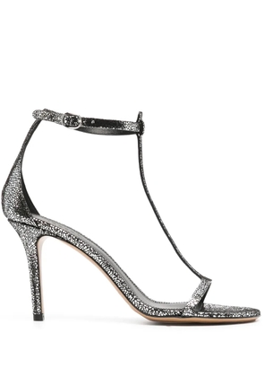 ISABEL MARANT crackled 95mm leather sandals - Silver