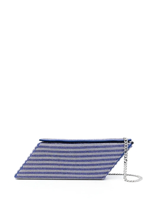 Kara Crystal Mesh Parallelogram clutch bag - Blue