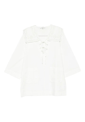 Sea lace-collar tie-front dress - White