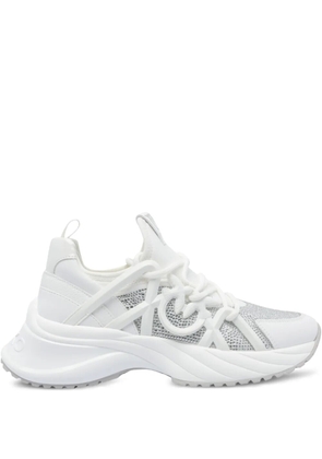 PINKO Ariel crystal-embellished lace-up sneakers - White