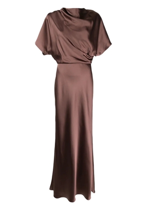 Amsale draped satin gown - Brown