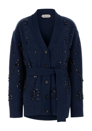 Alberta Ferretti embellished belted cardigan - Blue