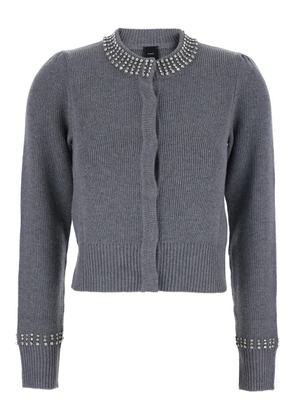 PINKO rhinestone-embellished cardigan - Grey