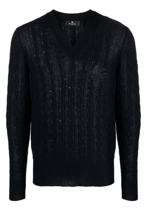 ETRO logo-embroidered cashmere jumper - Blue