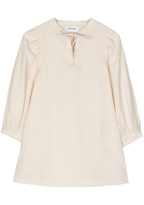 Yves Salomon tie-neck silk seersucker blouse - Neutrals