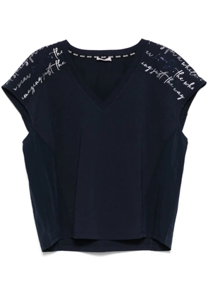 LIU JO crystal-embellished printed T-shirt - Blue