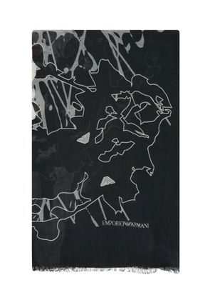 Emporio Armani graphic-print scarf - Black